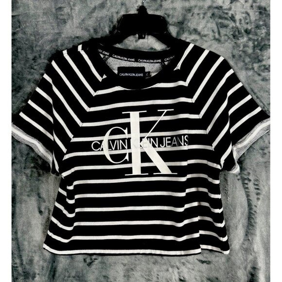 Black & White Tops - Calvin klein T Shirt Crop Top Black/White Medium Shirt